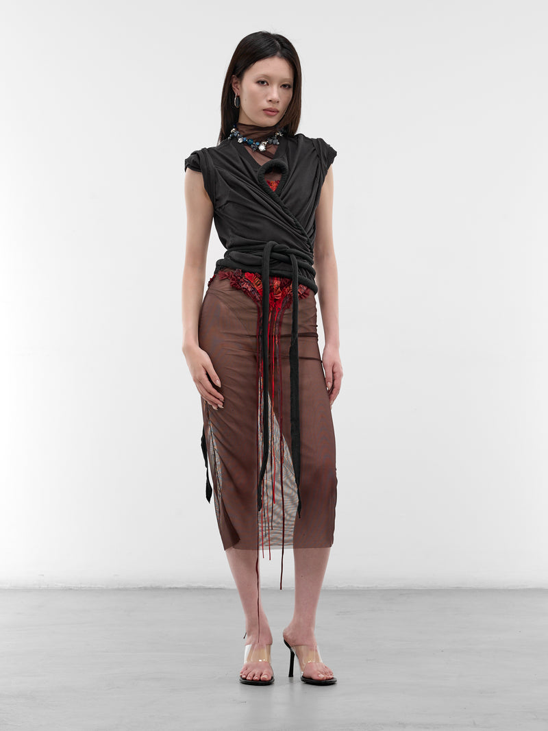 Double Piped Upcycled T-Shirt Top (TO-TS-3-BLACK)