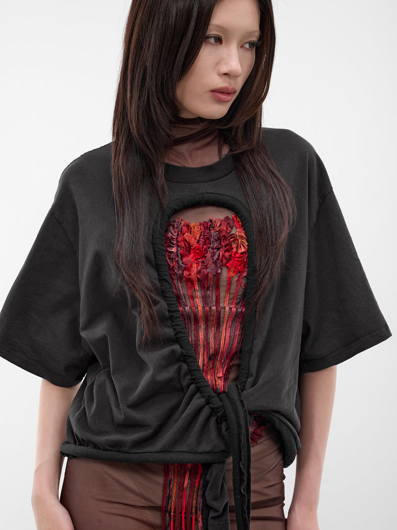 Double Piped Upcycled T-Shirt Top (TO-TS-3-BLACK)