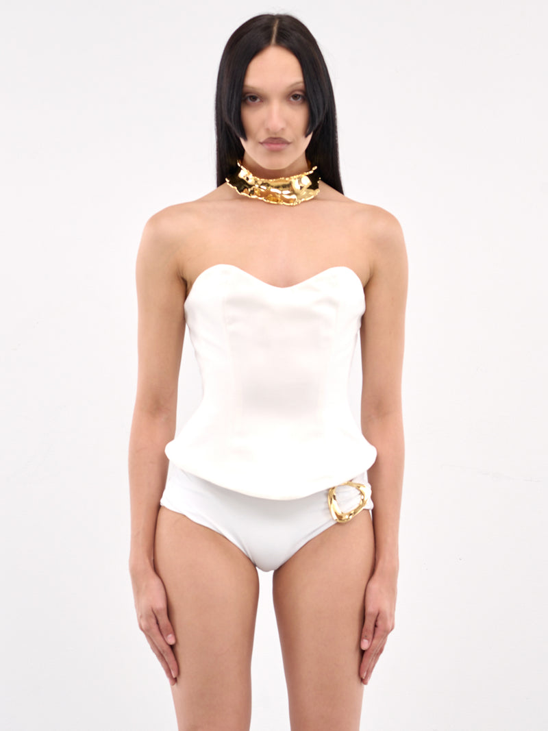 Anqa Lace-Up Corset (TO01-WG-WHITE)