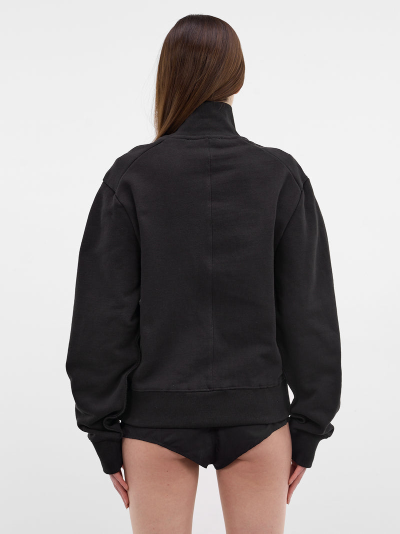 Black Cotton Turtleneck Pull-Over Sweatshirt (TO02012-BLACK)