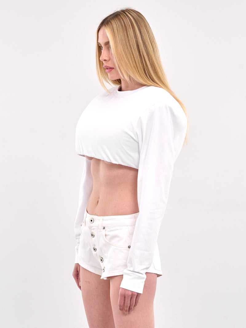 Padded Long Sleeve Crop Top (TO02592-WHITE)