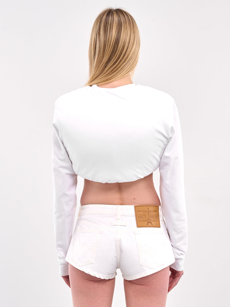 Padded Long Sleeve Crop Top (TO02592-WHITE)
