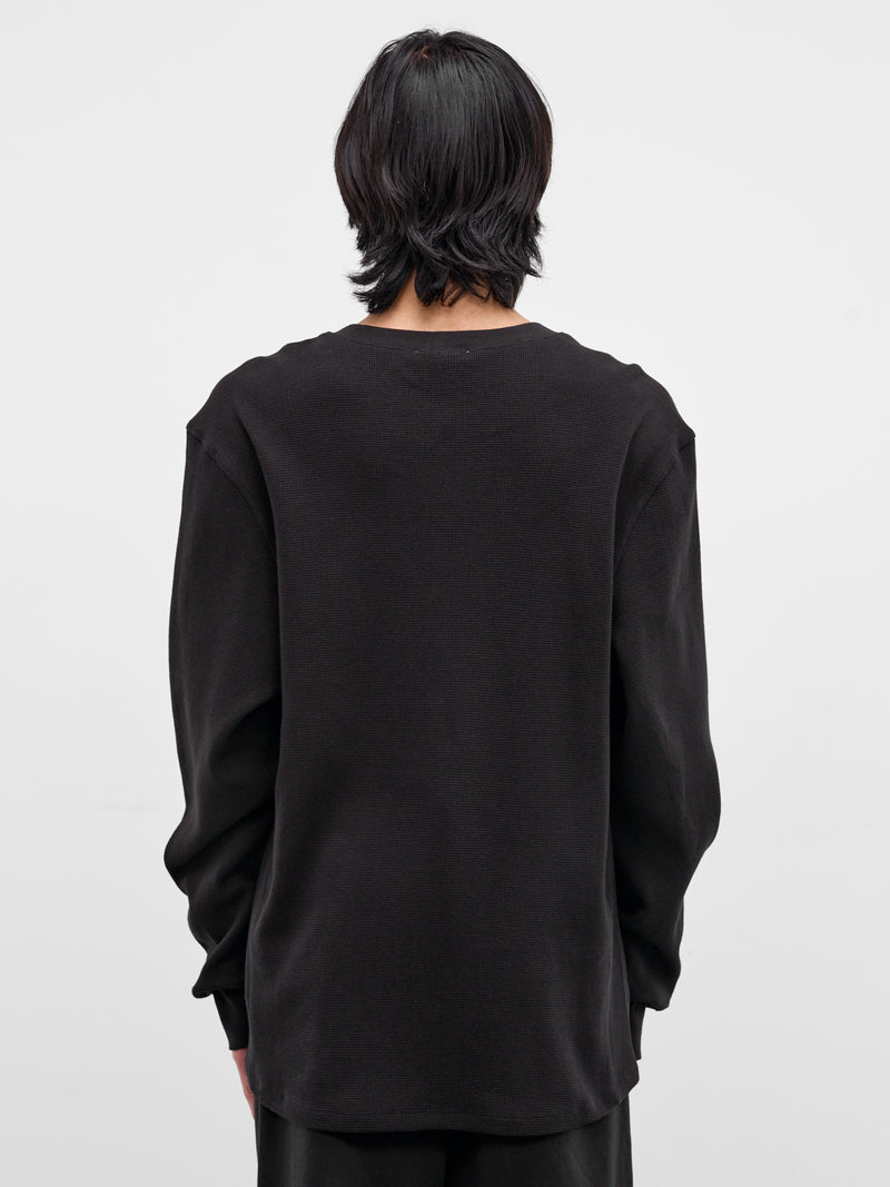 Black Waffle-Knit Thermal Tee (TO04012-BLACK)