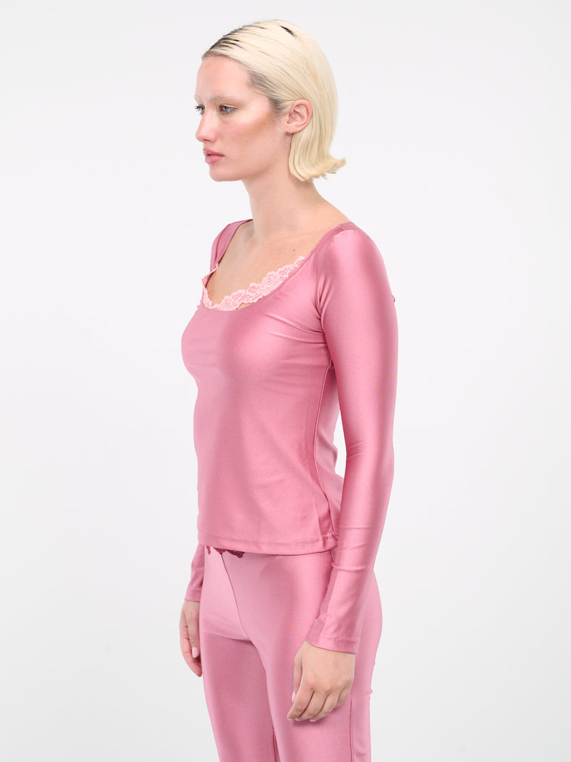 Asymmetric Lace Top (TO055-BLUSH)