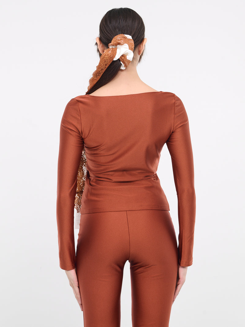 Asymmetric Lace Trim Top (TO055-CIGARE)