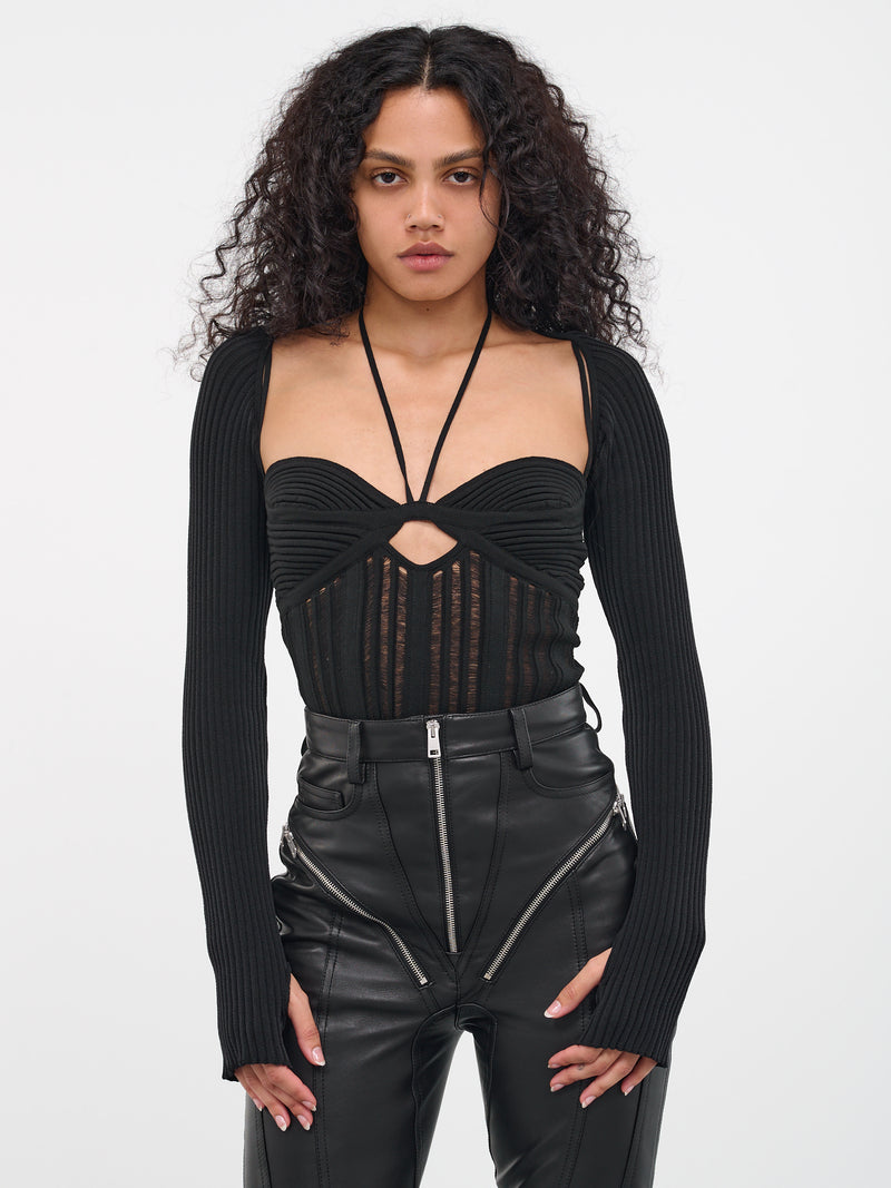 Rib Knit Shrug Sleeves (TO15947268-0473-004-BLACK)