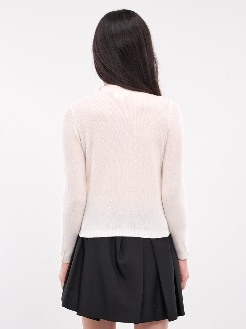 Collar Embellished Cardigan (TO21-RTI068-WHITE)