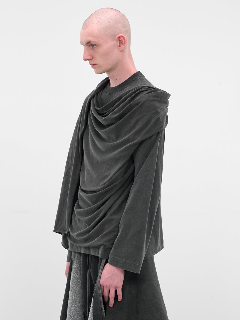 Black Draped Scarf Logo Tee (TO347-J021-00-BLACK)