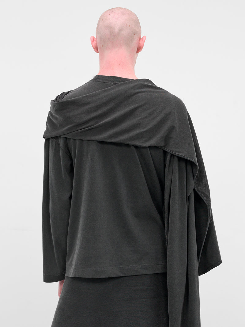 Black Draped Scarf Logo Tee (TO347-J021-00-BLACK)