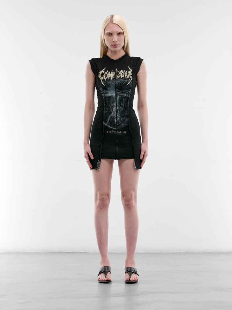Black Cotton Deconstructed Memento Dress (TOP-W-MEM-COTT-BLACK)
