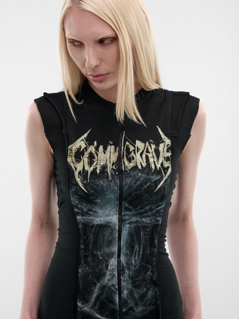 Black Cotton Deconstructed Memento Dress (TOP-W-MEM-COTT-BLACK)