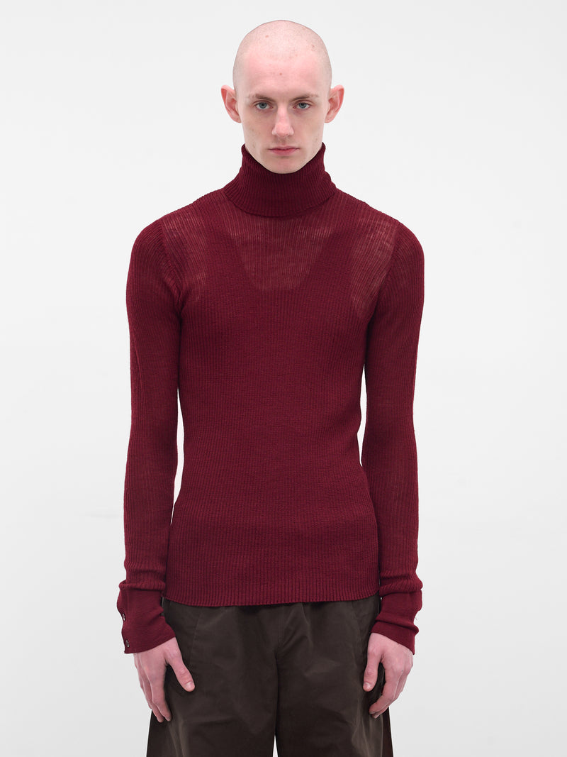 Red Rib-Knit Turleneck Sweater (TP-001-A-RED)