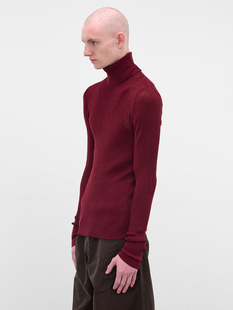 Red Rib-Knit Turleneck Sweater (TP-001-A-RED)