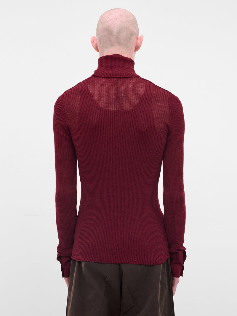 Red Rib-Knit Turleneck Sweater (TP-001-A-RED)