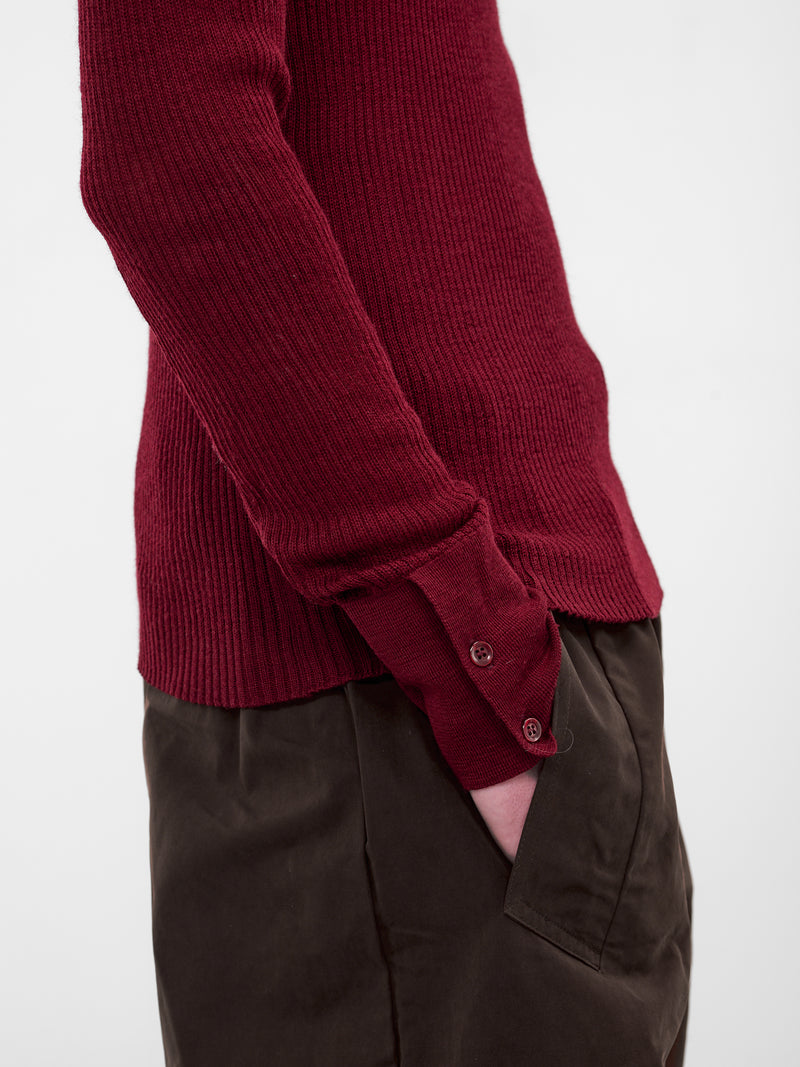 Red Rib-Knit Turleneck Sweater (TP-001-A-RED)