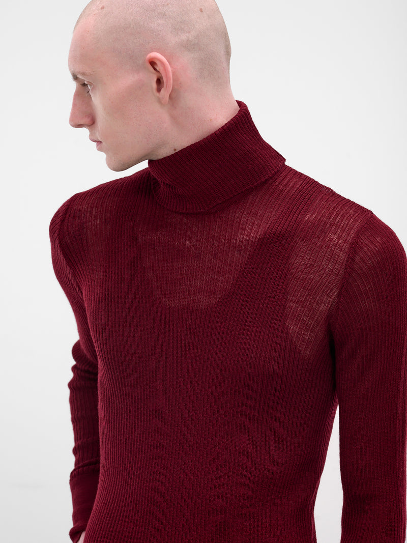 Red Rib-Knit Turleneck Sweater (TP-001-A-RED)