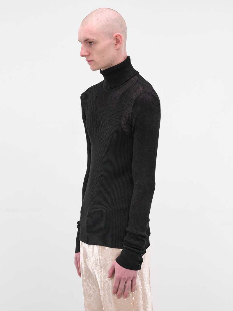 Black Rib-Knit Turleneck Sweater (TP-001-C-BLACK)