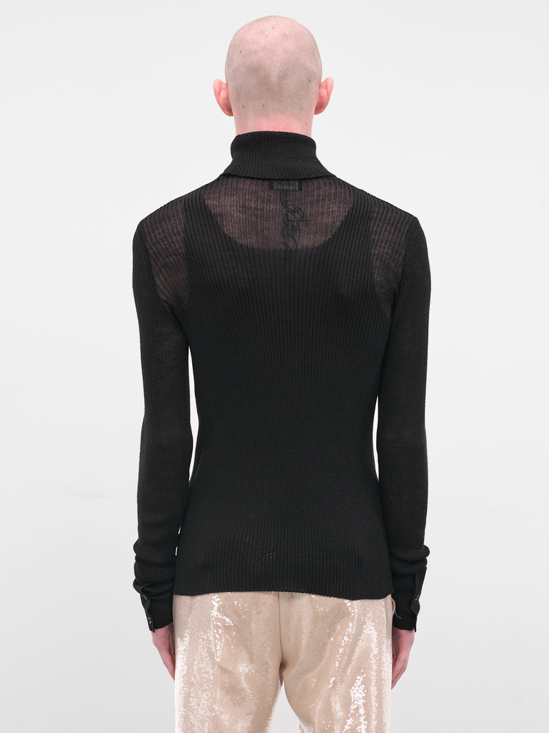Black Rib-Knit Turleneck Sweater (TP-001-C-BLACK)