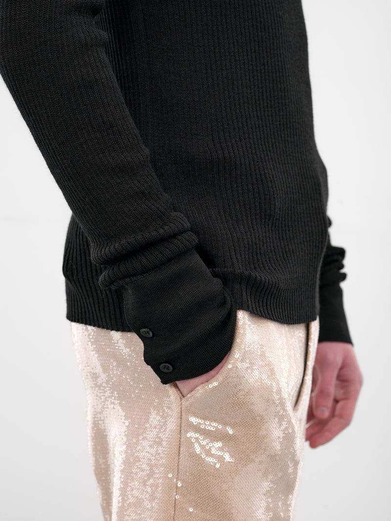 Black Rib-Knit Turleneck Sweater (TP-001-C-BLACK)