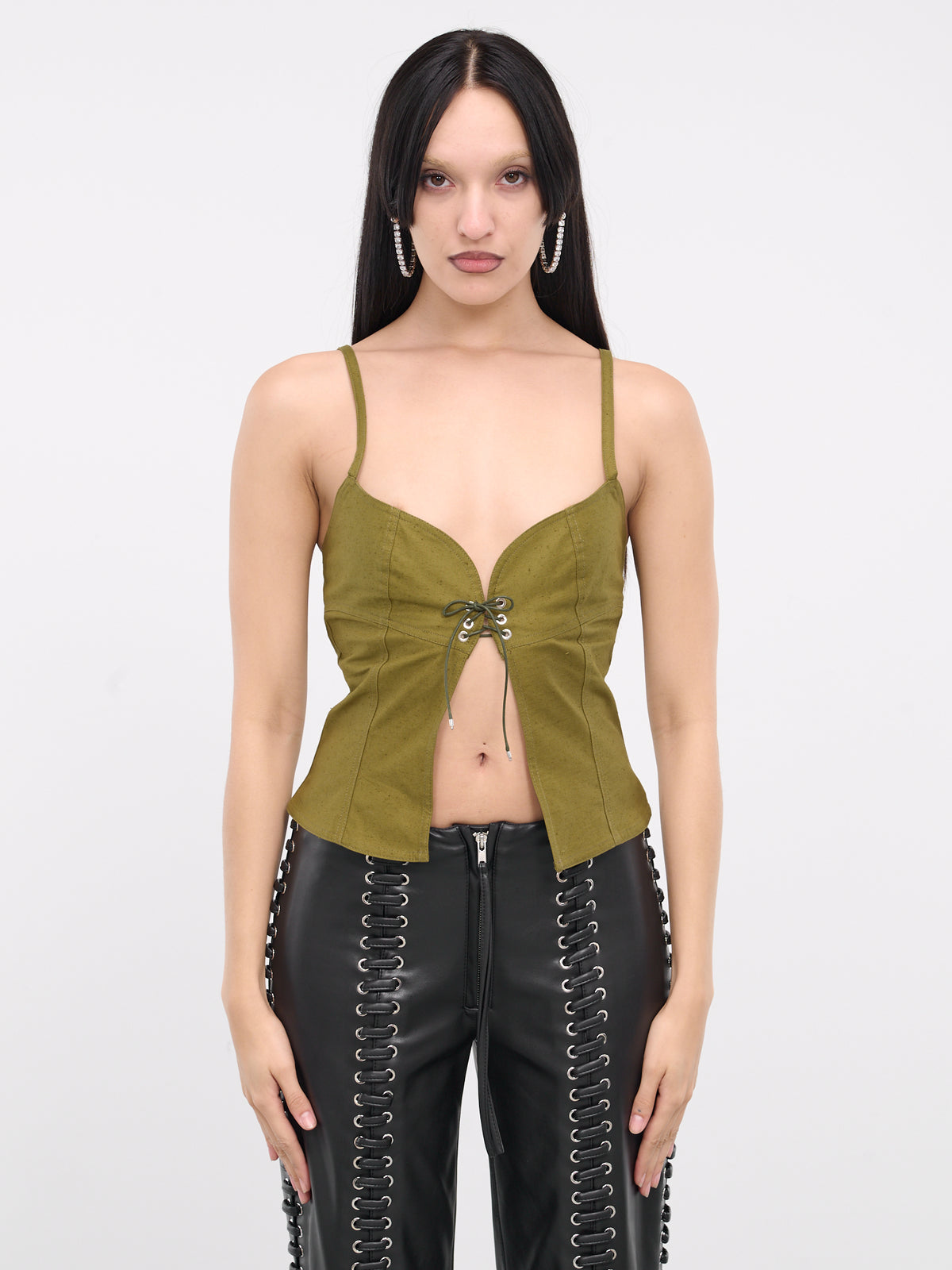 Easy Cleavage Top (TP011-W-CO0005-OLIVE-GREEN)