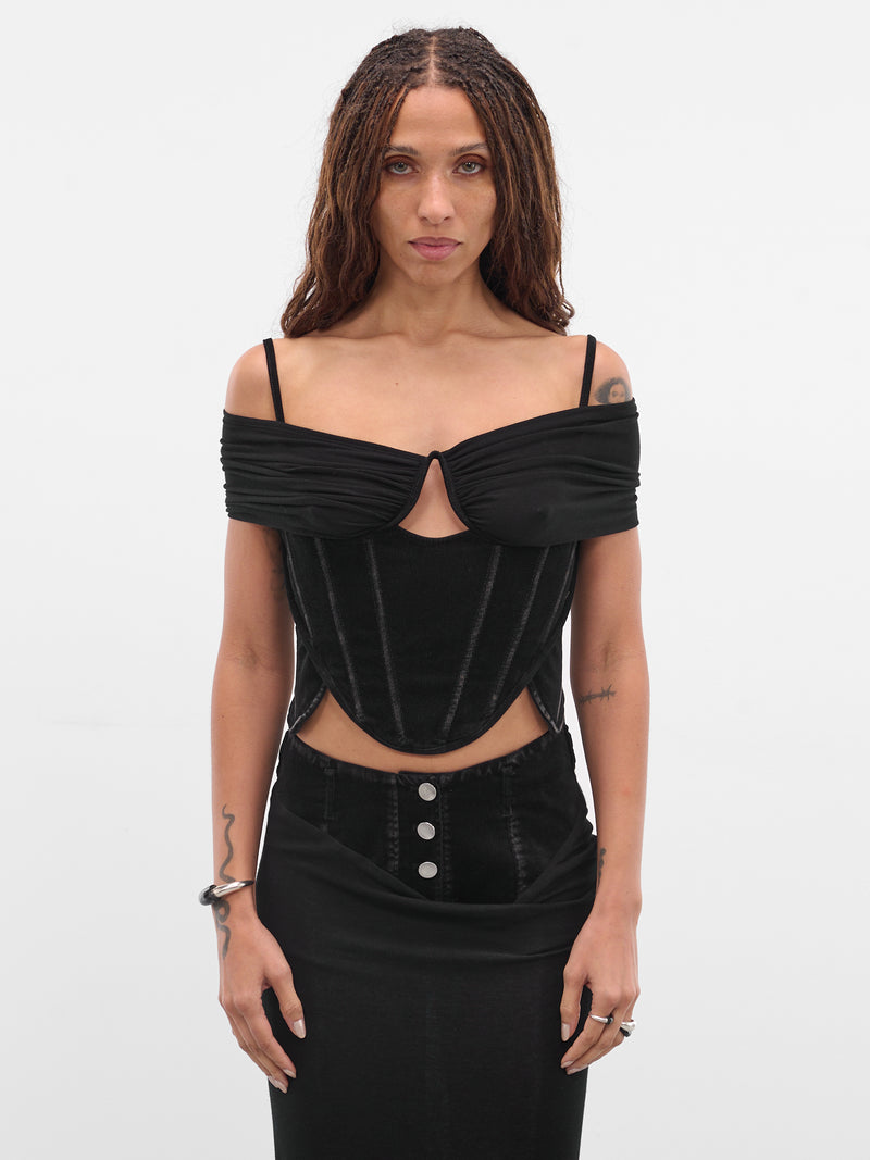 Black Deconstructed Bustier Top (TP01C1BL900-BLACK)