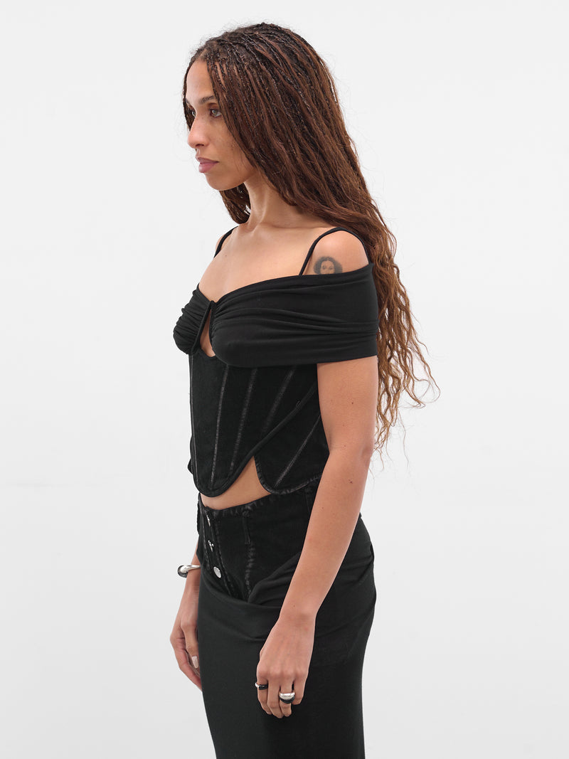 Black Deconstructed Bustier Top (TP01C1BL900-BLACK)