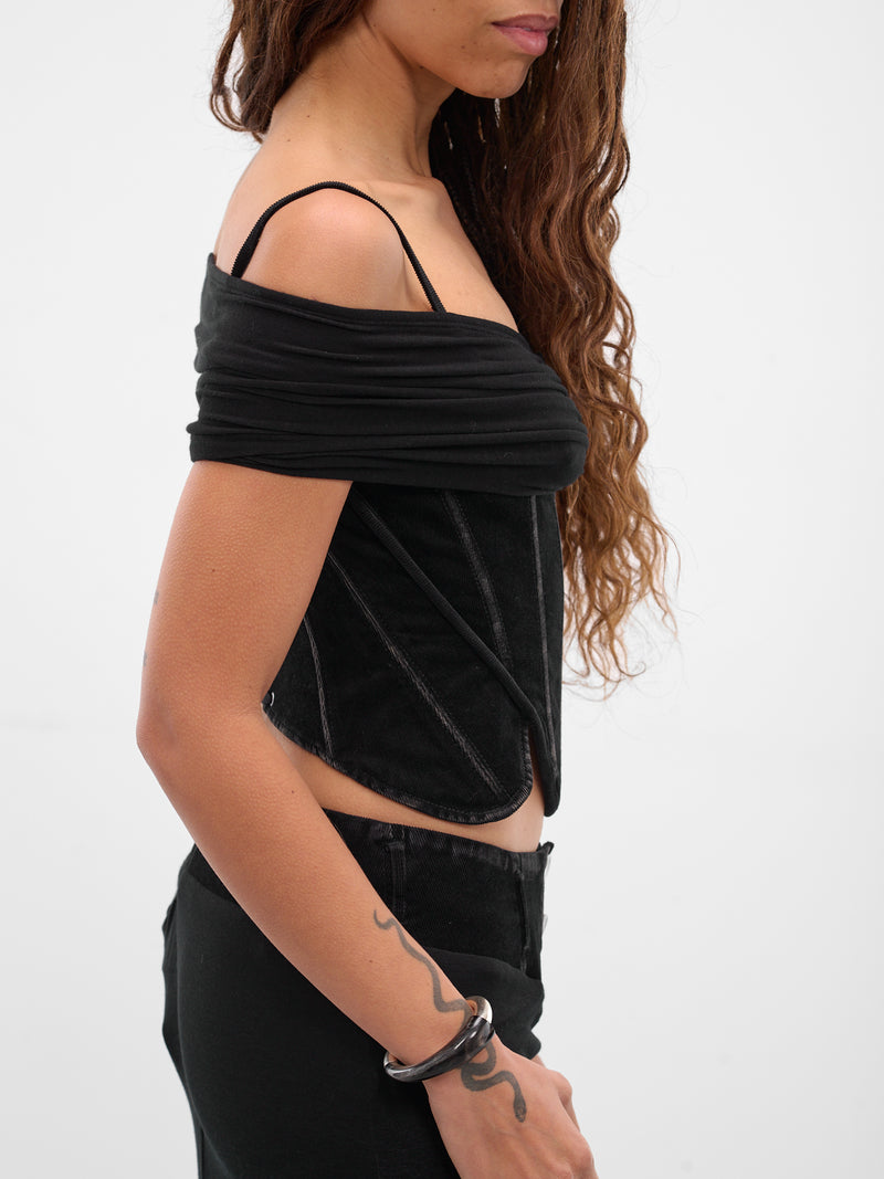 Black Deconstructed Bustier Top (TP01C1BL900-BLACK)