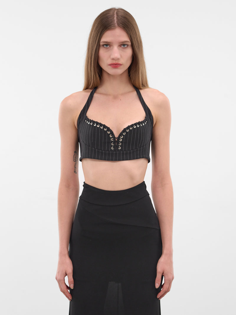 Robin Black Wool Pinstripe Bra (TP049-W-WV0004-BLACK)