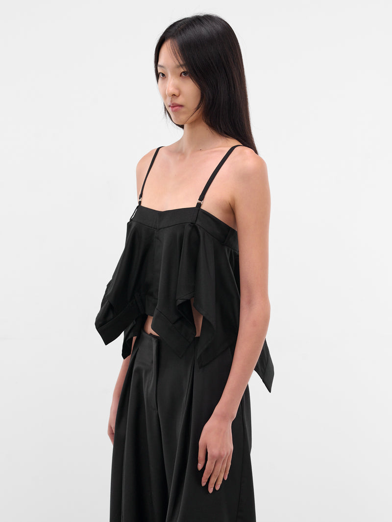 Black Deconstructed Pants Draped Top (TP07-BLACK)