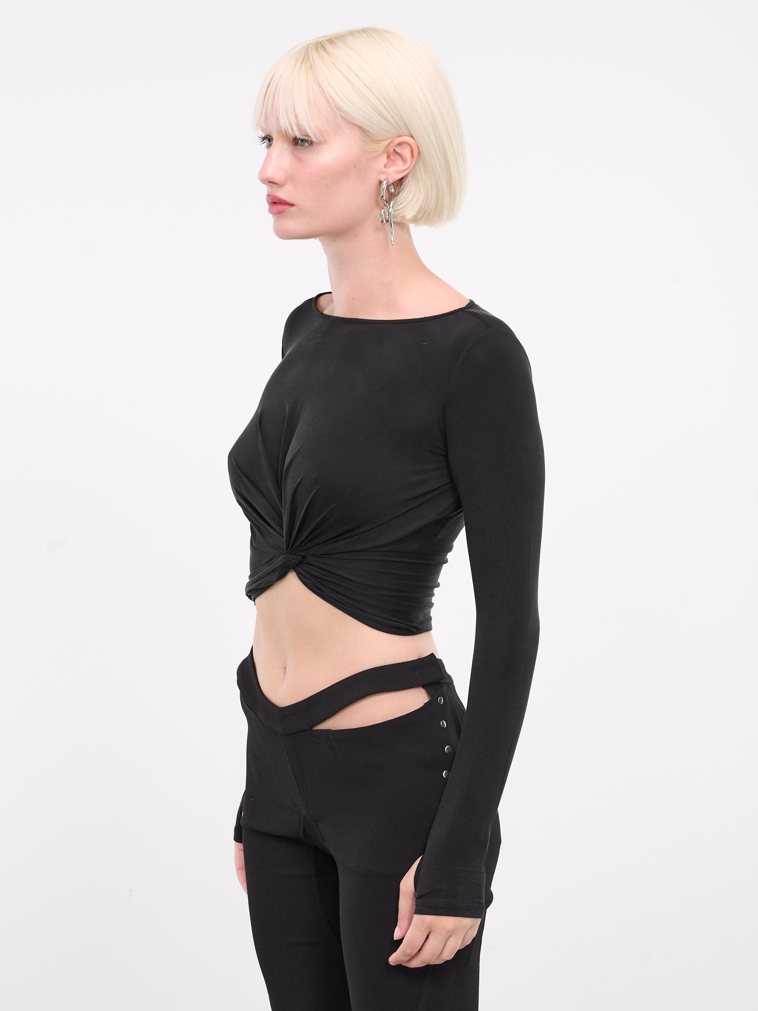 Knotted Jersey Top (TP11C2BL900-BLACK)