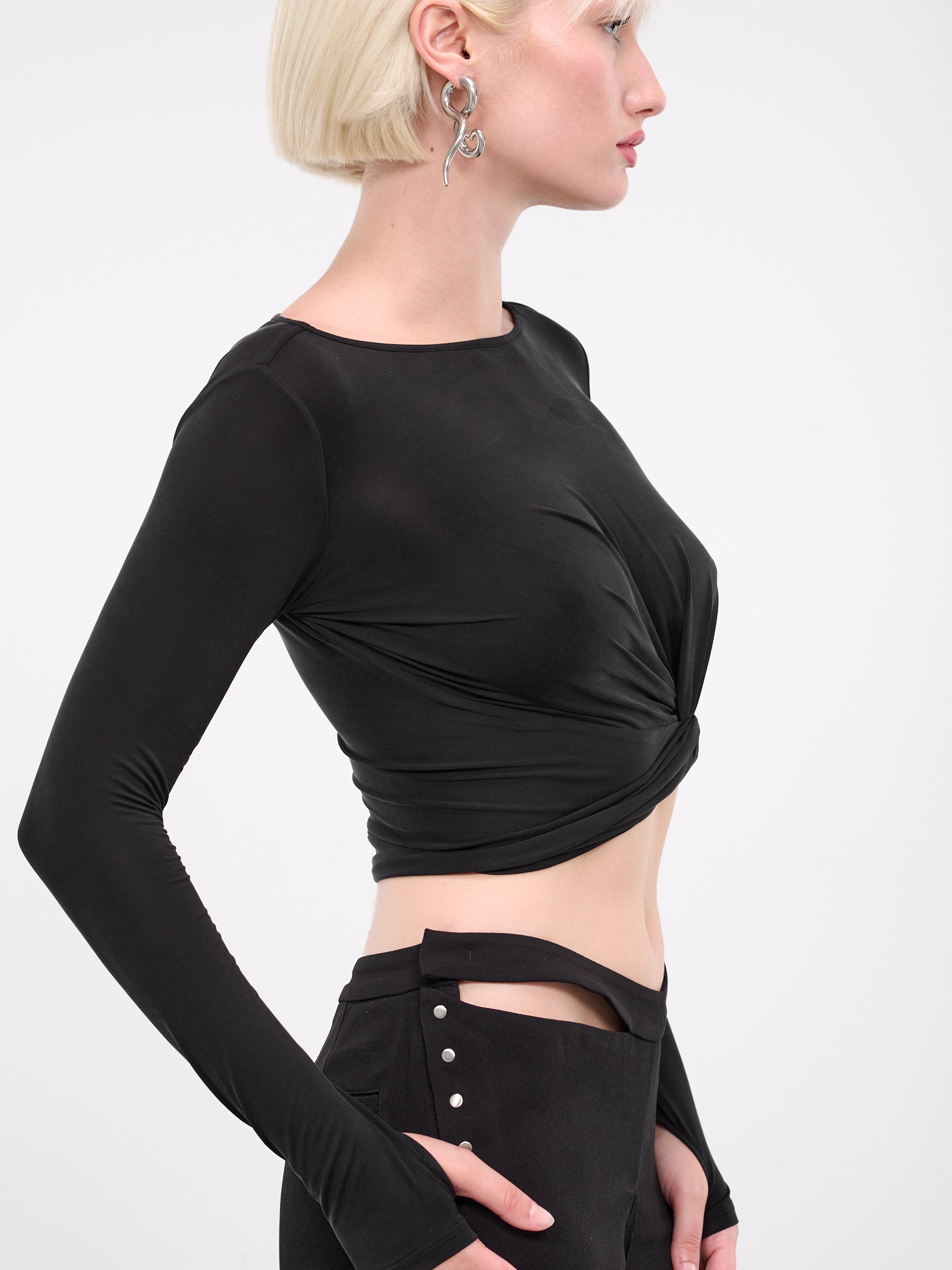 Knotted Jersey Top (TP11C2BL900-BLACK)