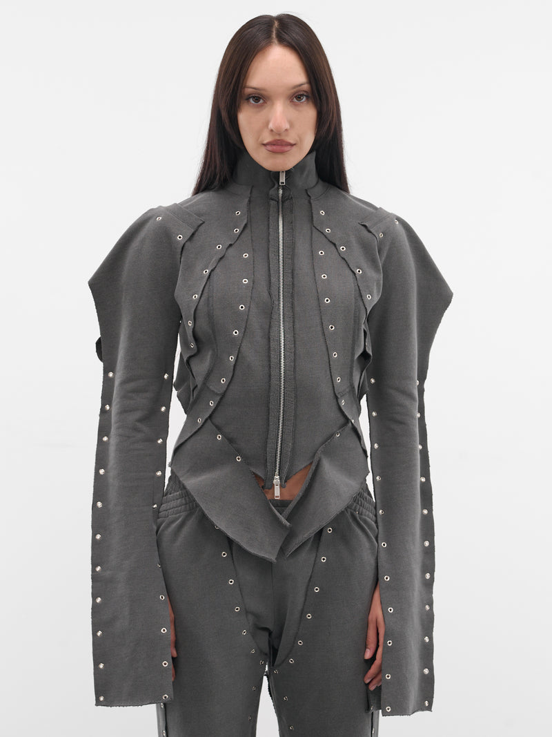 Gray Eyelet Sweat Jacket (TP12-J04-985-BLACK)