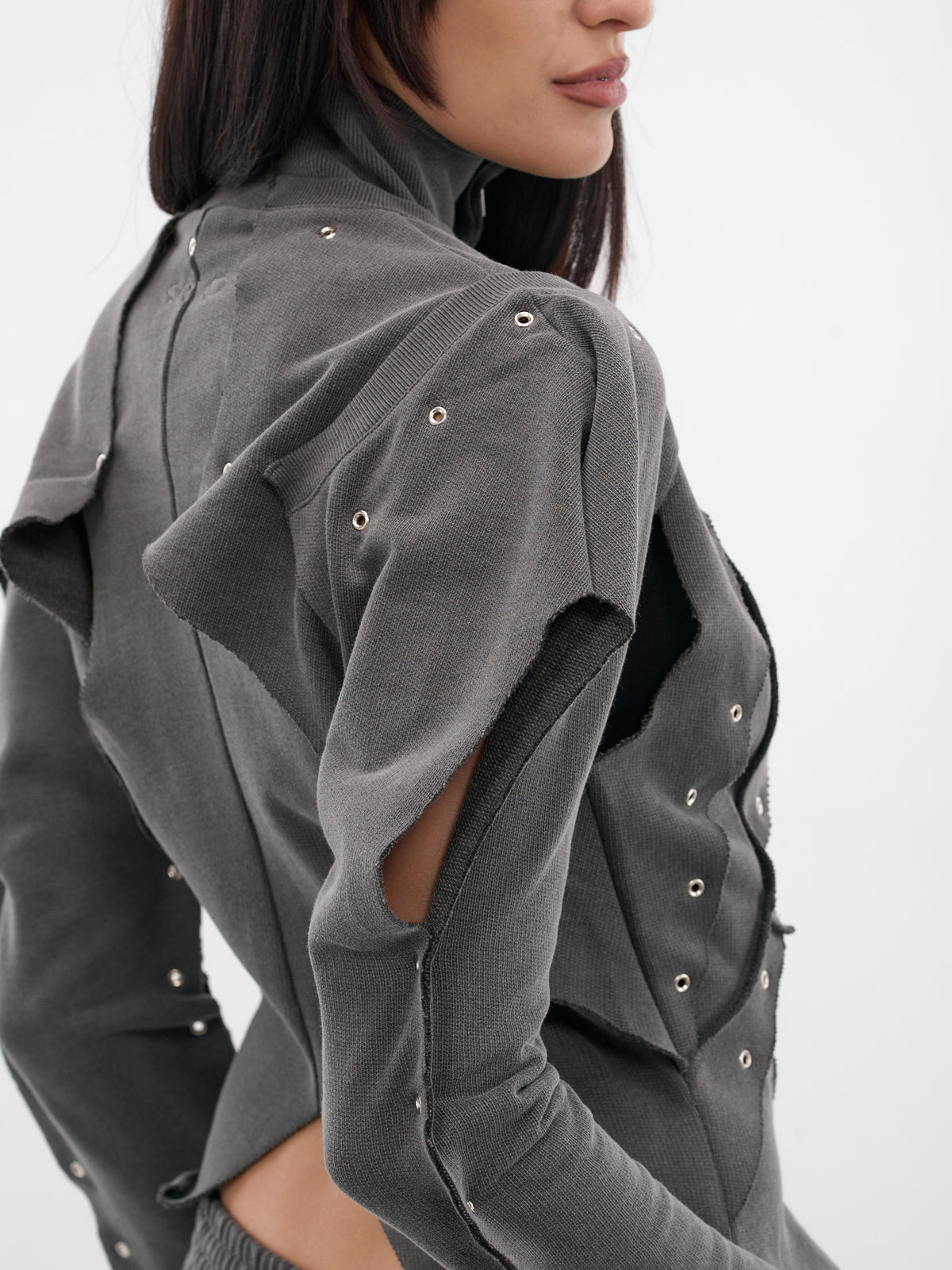 Gray Eyelet Sweat Jacket (TP12-J04-985-BLACK)