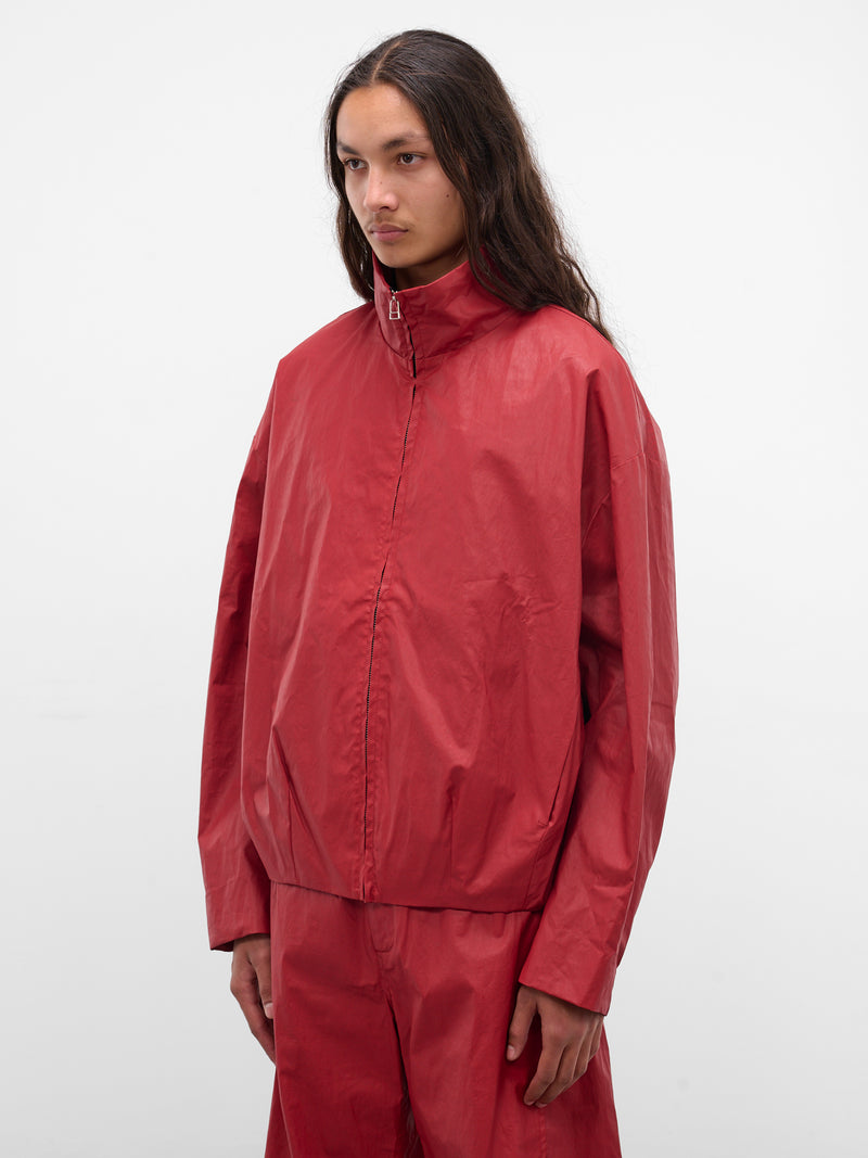 Red Coated Canvas Zip Blouson (BZ-104-02-RED)