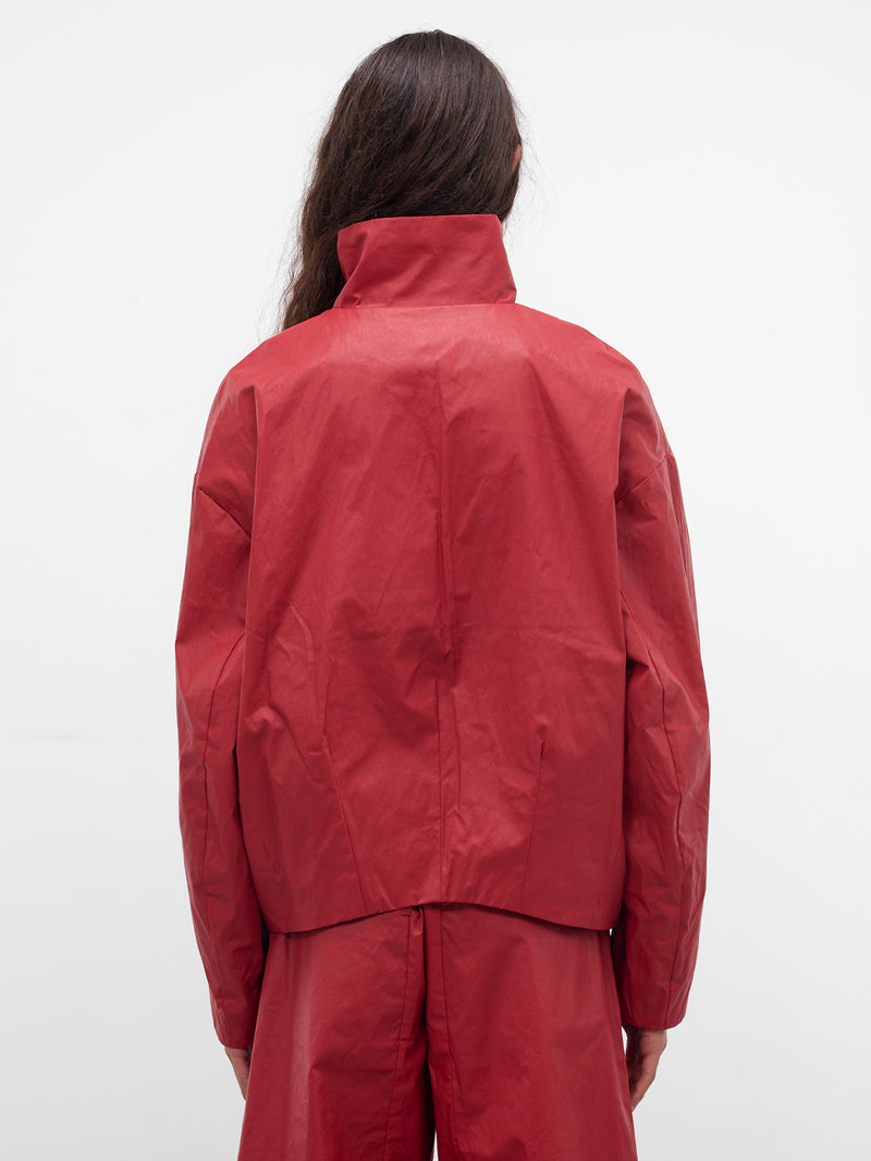 Red Coated Canvas Zip Blouson (BZ-104-02-RED)