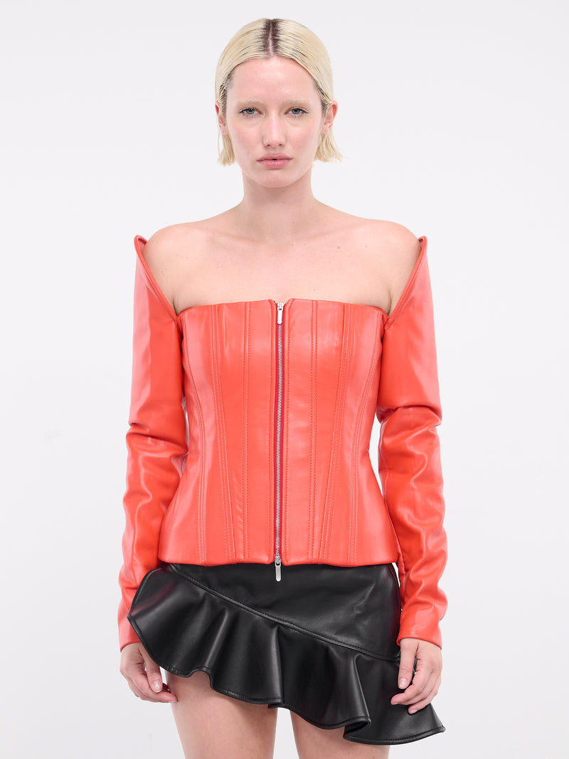 Orange Vegan Leather Castle Corset (TPVLOR01-BLOOD-ORANGE)