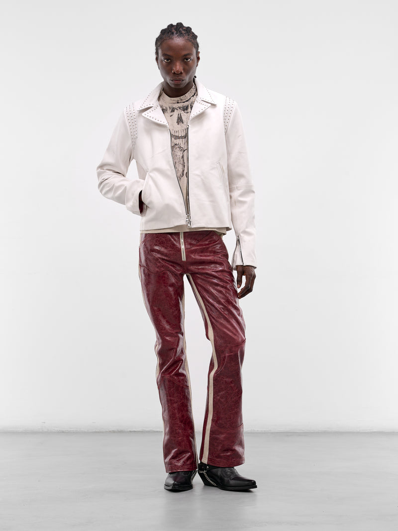 Burgundy Leather Western Flare Pants (SS26-PNT11-BURGUNDY)