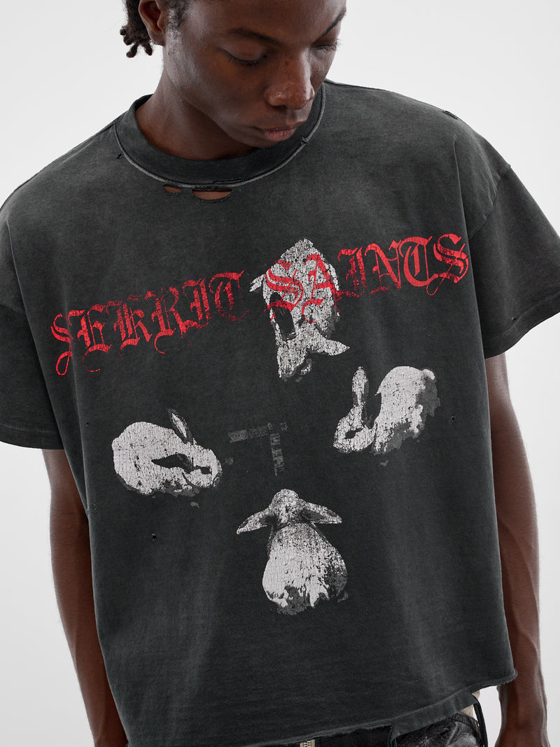 Distressed Boxy Iron Bunny T-Shirt (TS04-VINTAGE-BLACK)