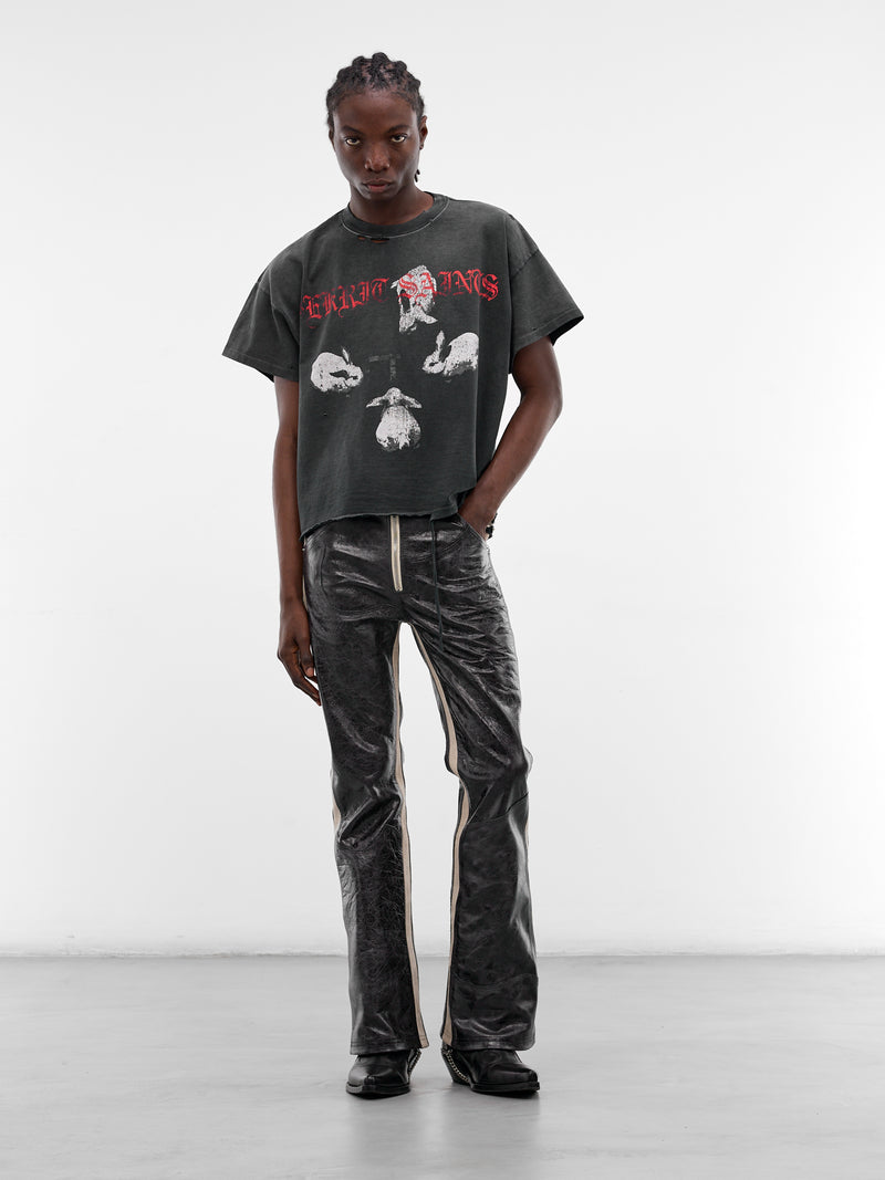 Black Leather Western Flare Pants (SS26-PNT11-BLK)
