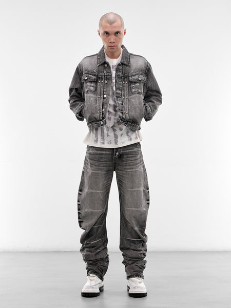 Black Spine Laser Denim Jacket (JK0702-BLACK)
