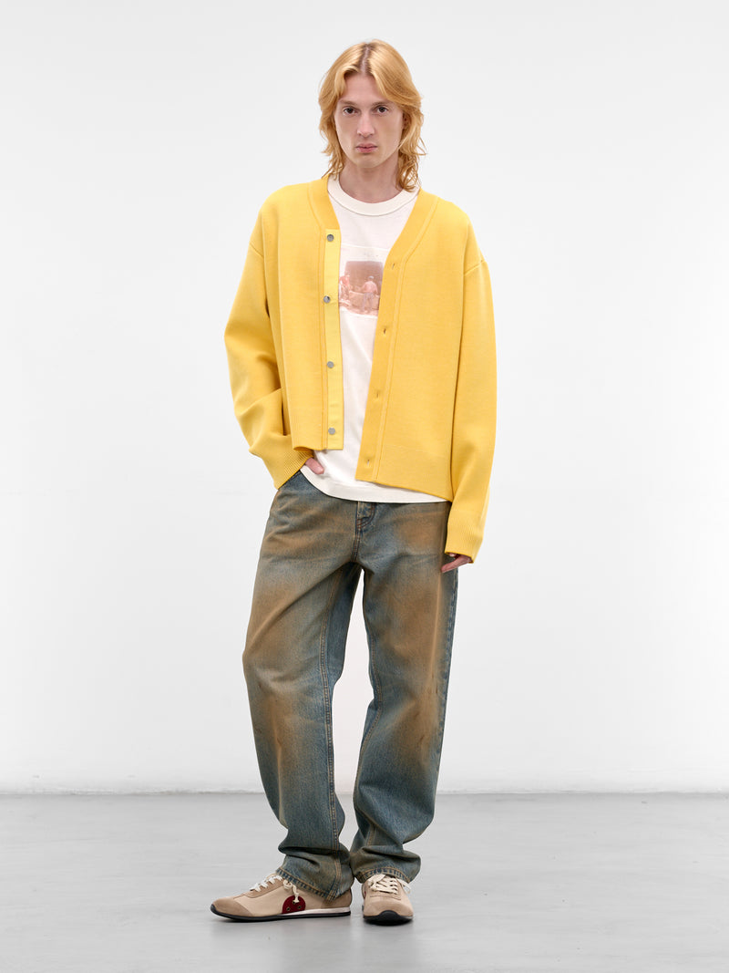 Yellow Wool Knit Rounded Cardigan (CDM00292CK00185-YELLOW)