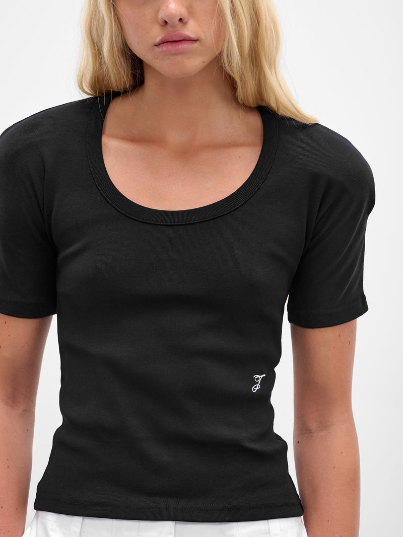 Black 'Le T-Shirt Ovalo' Tee (TSW00553AJ00233-BLACK)