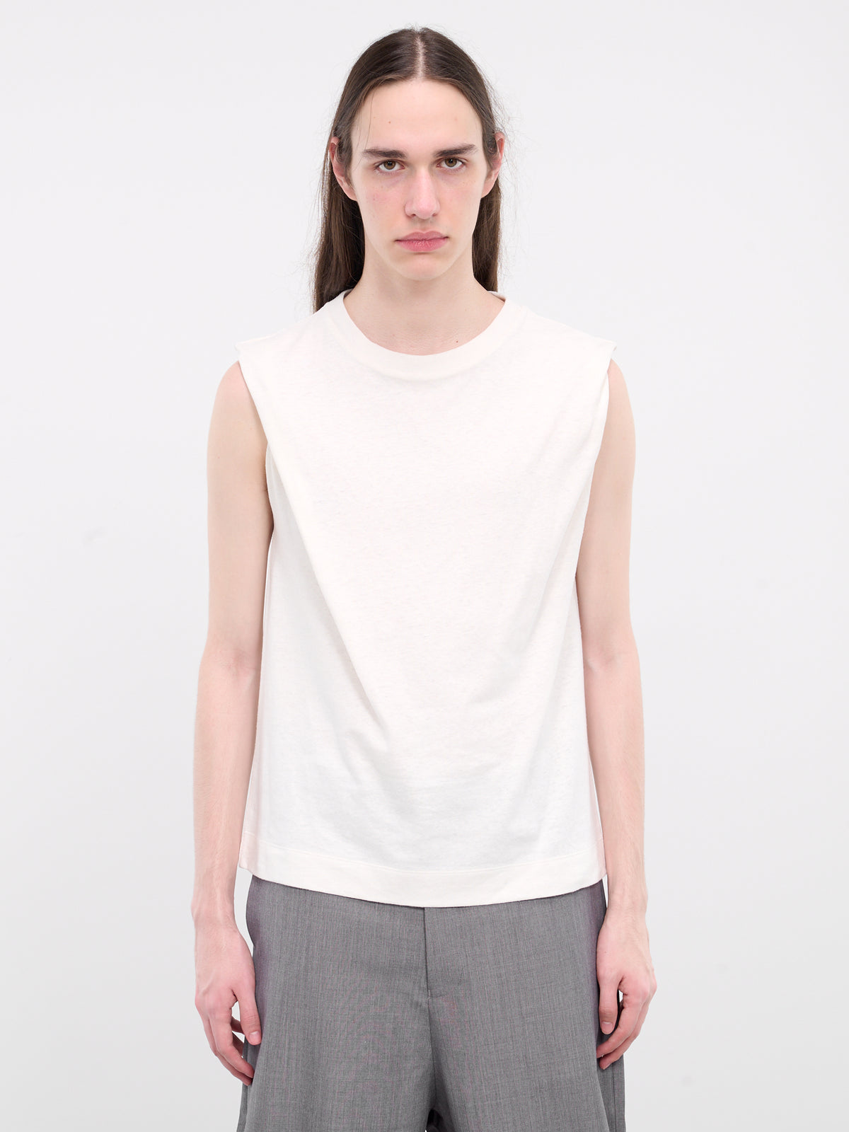 Rolled Sleeved Tank Top (TT-SQ4-423-010-WHITE)