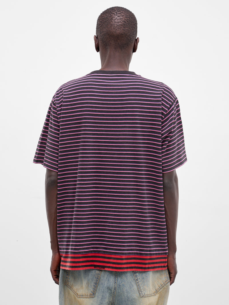 Pink Layered Striped Logo Tee (TT0-26-743-U-PK-PINK)