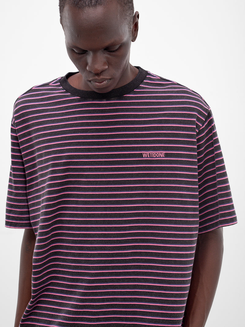 Pink Layered Striped Logo Tee (TT0-26-743-U-PK-PINK)