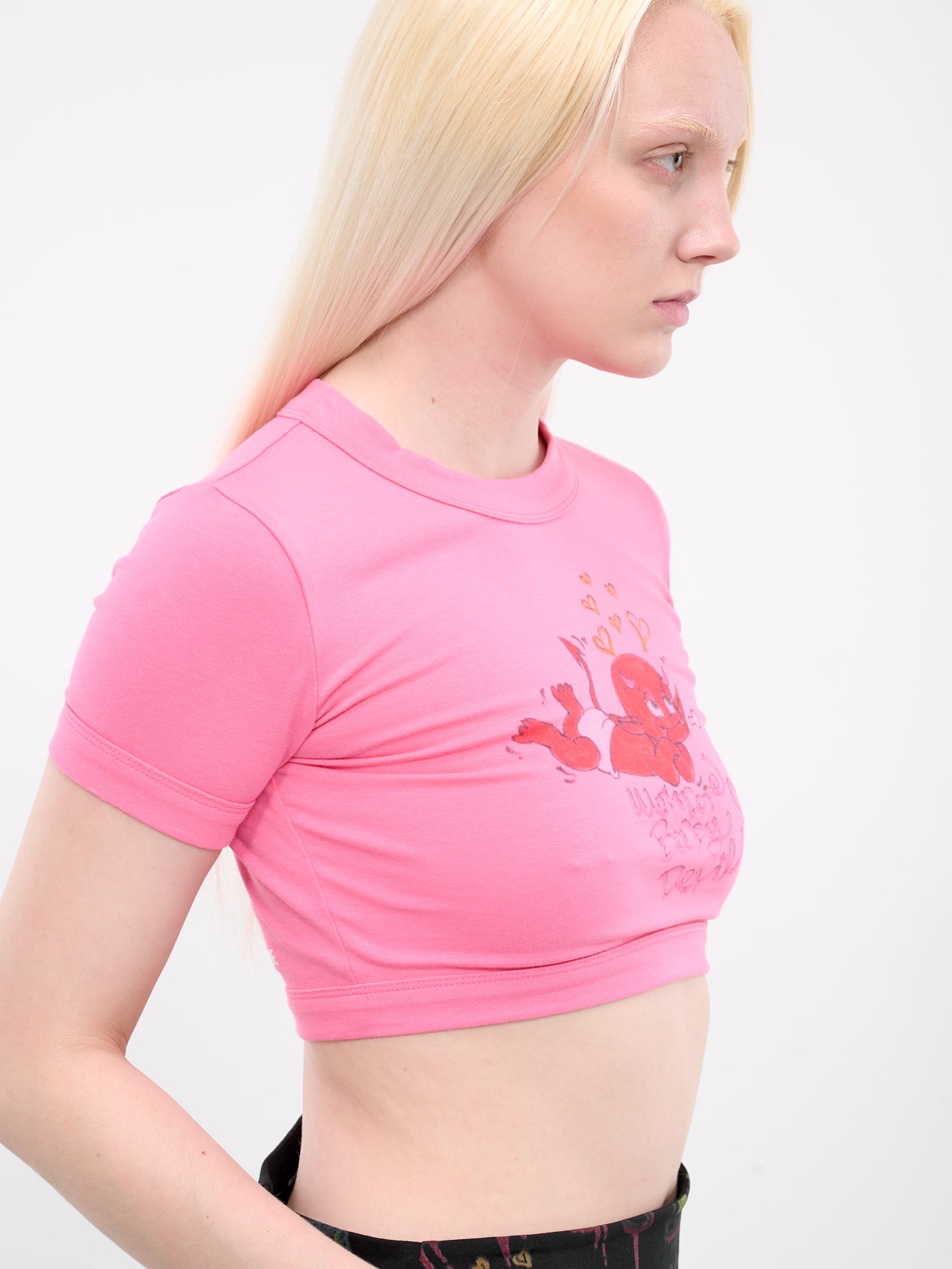 Cropped Doodle Graphic Tee (TT1-24-735-W-PINK)