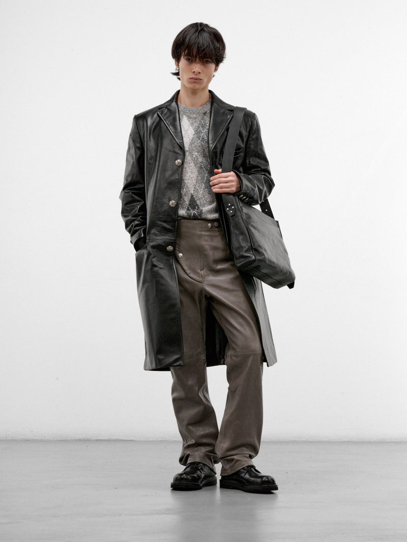 Taupe Leather Paneled Trousers (PUMY0366U0-ULA770-GREY)