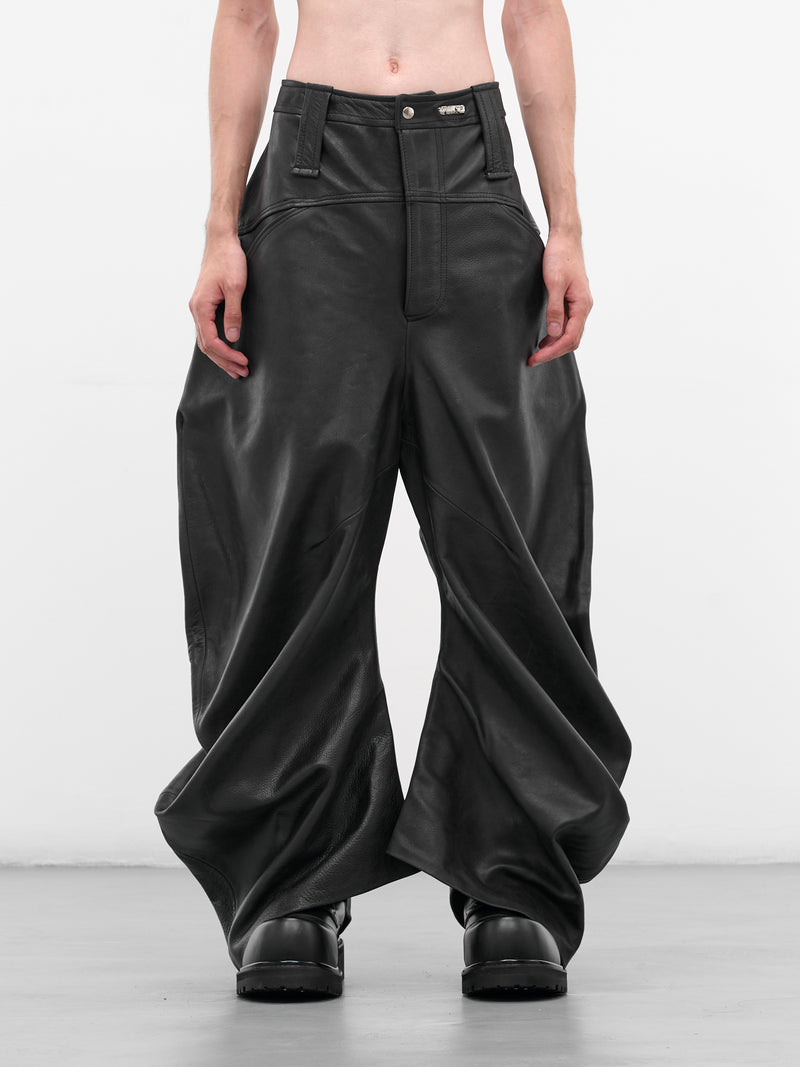Black Leather Twisted Baggy Trousers (TWISTED-BAGGY-BLACK)