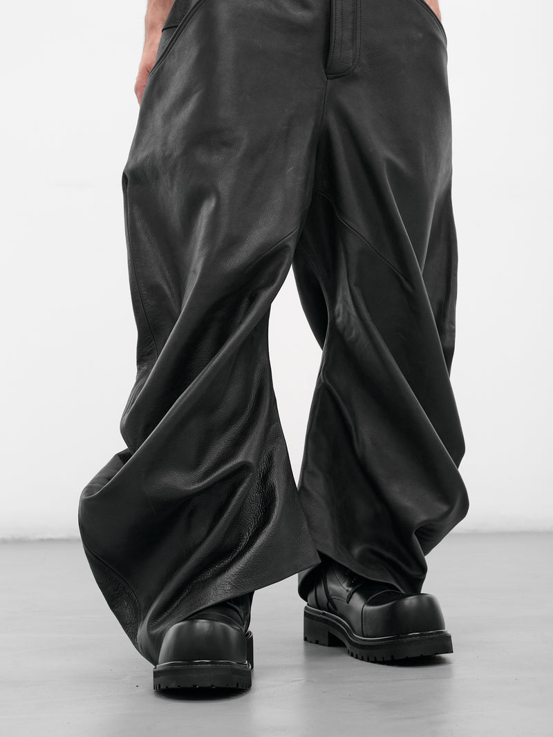 Black Leather Twisted Baggy Trousers (TWISTED-BAGGY-BLACK)