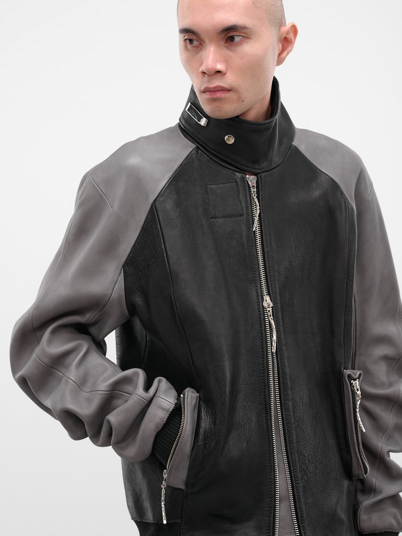 Two-Tone Twisted Bomber Jacket (TWISTED-BOMBER-BLACK-CHECK)